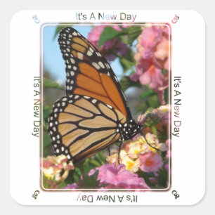 It's A New Day (Monarch Butterfly) Square Sticker