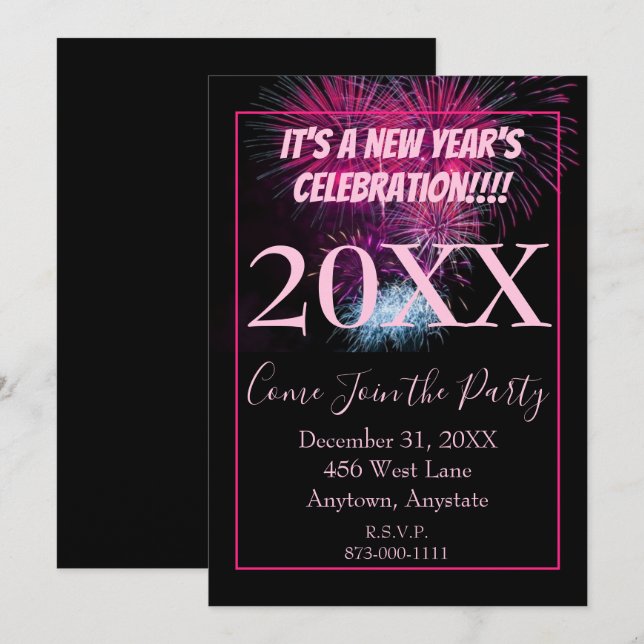 It's a New Years Celebration Invitation (Front/Back)