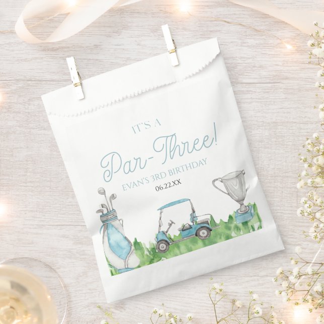 It's A Par-Three Blue Golf 3rd Birthday Party Favour Bags (Clipped)