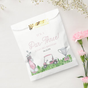 It's A Par-Three Pink Golf 3rd Birthday Party Favour Bags