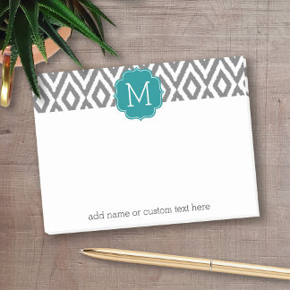 It's a Party - Ikat Pattern with Custom Monogram Post-it Notes