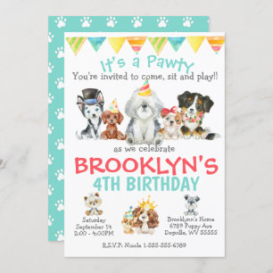 It's a Pawty Puppy Party Birthday Invitation