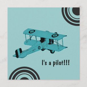 It's a pilot - baby boy announcement card