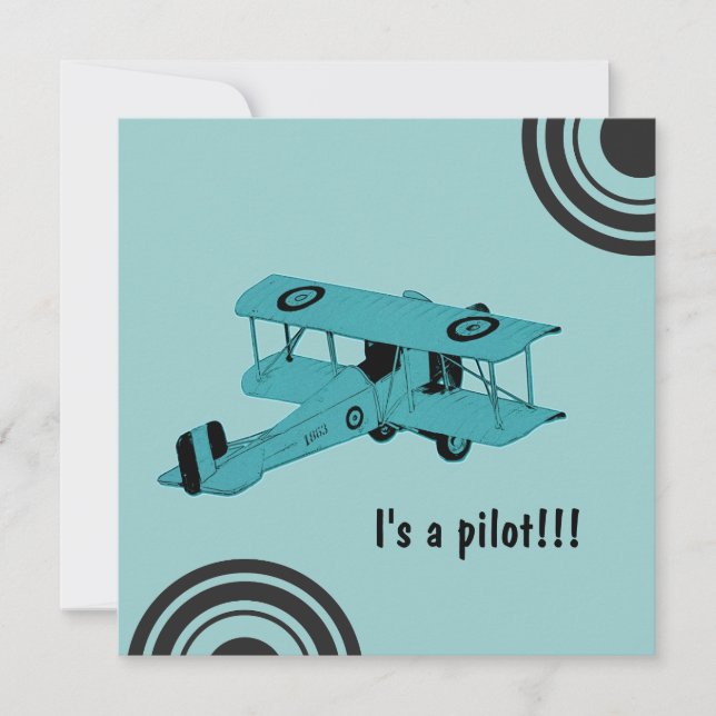 It's a pilot - baby boy announcement card (Front)