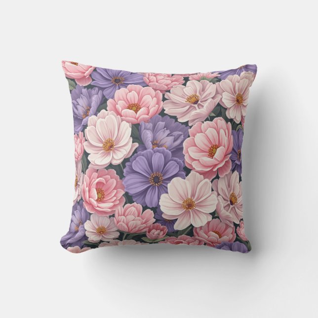 It's a pink and purple mixed pattern cushion. cushion (Front)