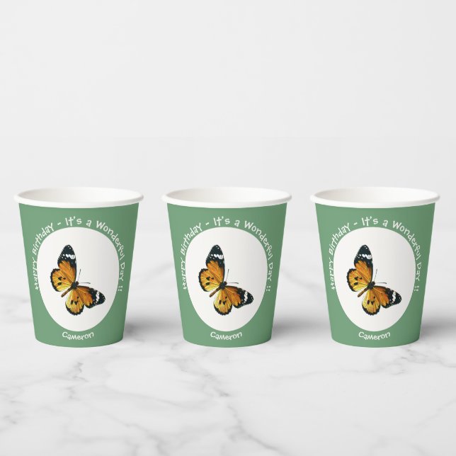 It's a Plain Tiger / African Queen Butterfly Party Paper Cups (Multi)