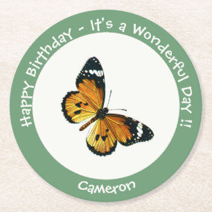 It's a Plain Tiger / African Queen Butterfly Party Round Paper Coaster