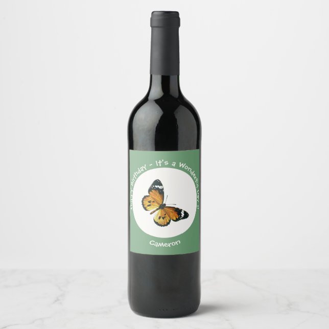 It's a Plain Tiger / African Queen Butterfly Party Wine Label (Front)