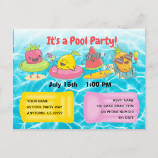 It's a Pool Party! Invitation Postcard