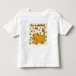 It's a Purfect Day, Cute Cat w Hearts Toddler T-Shirt