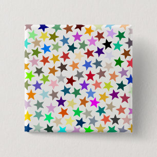 It's a Rainbow Party, Multi-Coloured Stars Pattern 15 Cm Square Badge