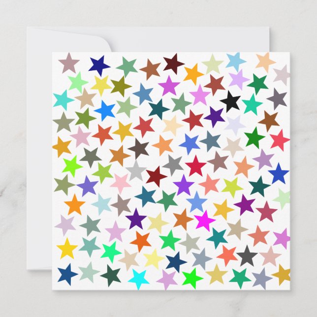 It's a Rainbow Party, Multi-Coloured Stars Pattern Invitation (Front)