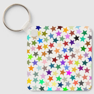 It's a Rainbow Party, Multi-Coloured Stars Pattern Key Ring
