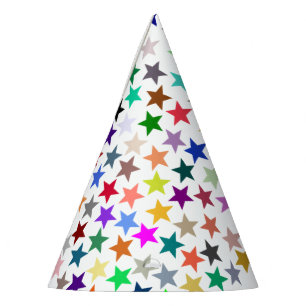 It's a Rainbow Party, Multi-Coloured Stars Pattern Party Hat