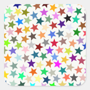 It's a Rainbow Party, Multi-Coloured Stars Pattern Square Sticker