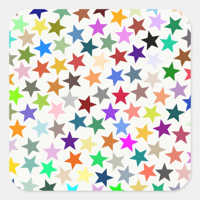 It's a Rainbow Party, Multi-Coloured Stars Pattern Square Sticker (Front)