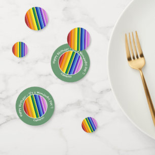 It's a Rainbow Party, Multi-Coloured Stripe Patter Confetti