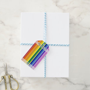 It's a Rainbow Party, Multi-Coloured Stripe Patter Gift Tags