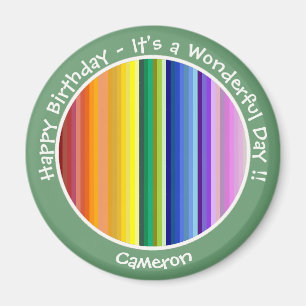 It's a Rainbow Party, Multi-Coloured Stripe Patter Magnet