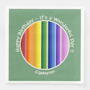 It's a Rainbow Party, Multi-Coloured Stripe Patter Napkin