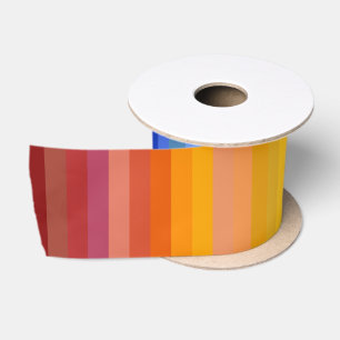 It's a Rainbow Party, Multi-Coloured Stripe Patter Satin Ribbon