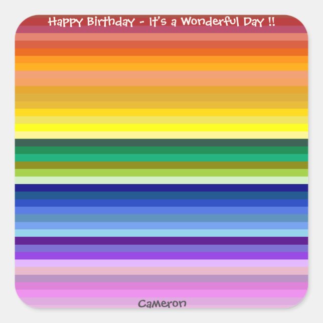 It's a Rainbow Party, Multi-Coloured Stripe Patter Square Sticker (Front)