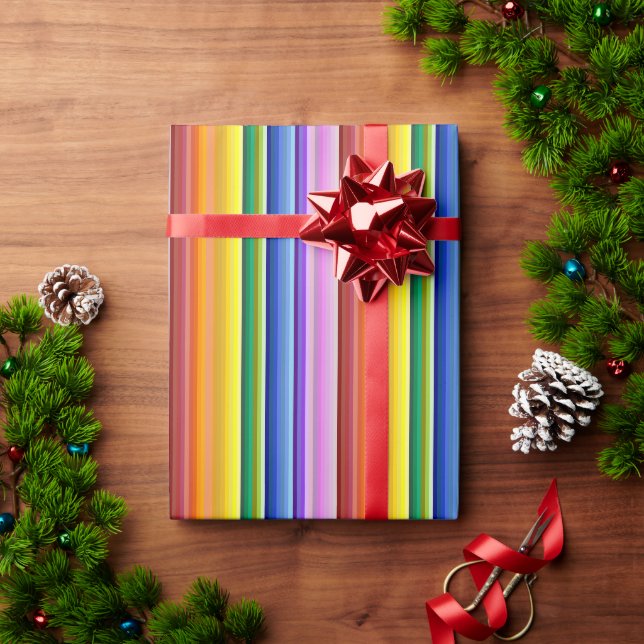It's a Rainbow Party, Multi-Coloured Stripe Patter Wrapping Paper (Holiday Gift)