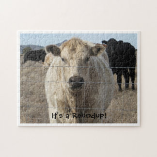 It's a Roundup! Black & White Cow Herd Jigsaw Puzzle