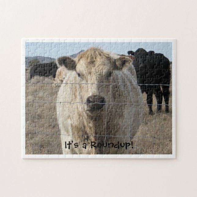 It's a Roundup! Black & White Cow Herd Jigsaw Puzzle (Horizontal)