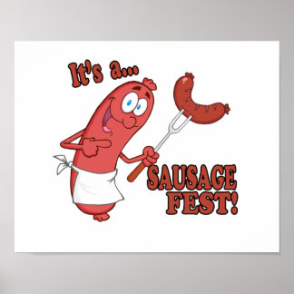 Its a Sausage Fest Funny Sausage Cooking Cartoon Poster