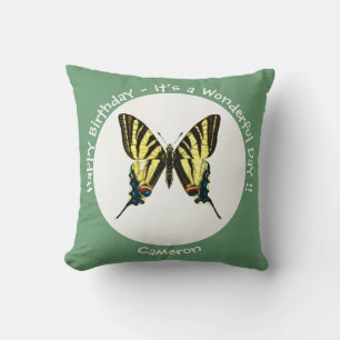 It's a Scarce Swallowtail Butterfly Birthday Party Cushion
