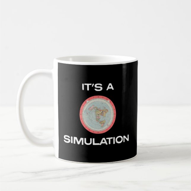 It'S A Simulation - Gleason Flat Earth Map Coffee Mug (Left)
