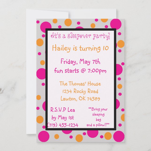 It's a sleepover party!, Hai... Invitation (Front)