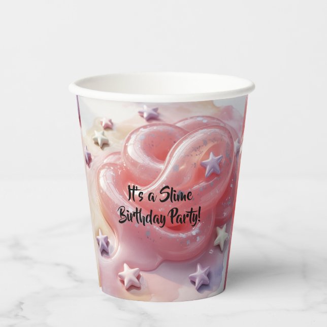 It's a Slime Birthday Party For Girl’s Paper Cups (Front)