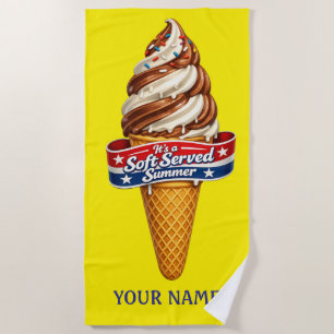 It's a Soft Served Summer - Ice Cream Cone Beach Towel