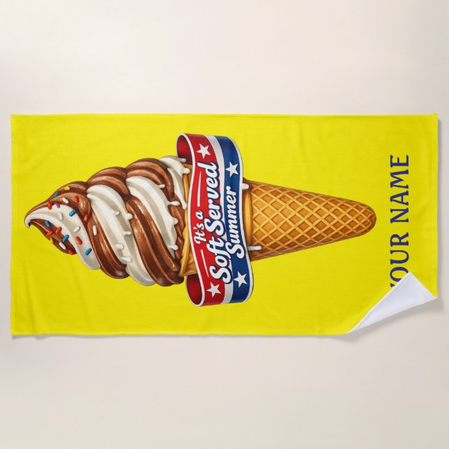 It's a Soft Served Summer - Ice Cream Cone Beach Towel (Front)