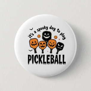 It's a Spooky Day To Play Pickleball Halloween 6 Cm Round Badge