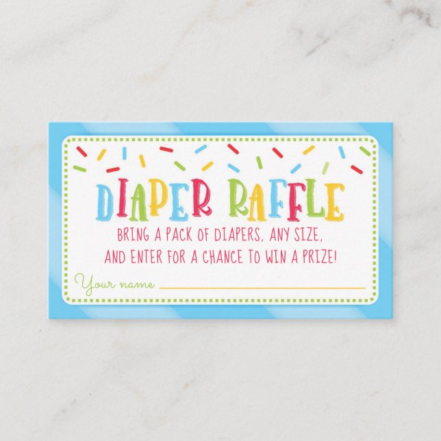It's a Sprinkle Baby Shower Diaper Raffle blue Enclosure Card (Front)