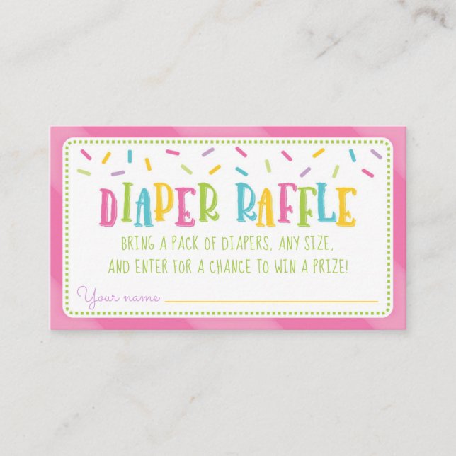 It's a Sprinkle Baby Shower Diaper Raffle Pink Enclosure Card (Front)