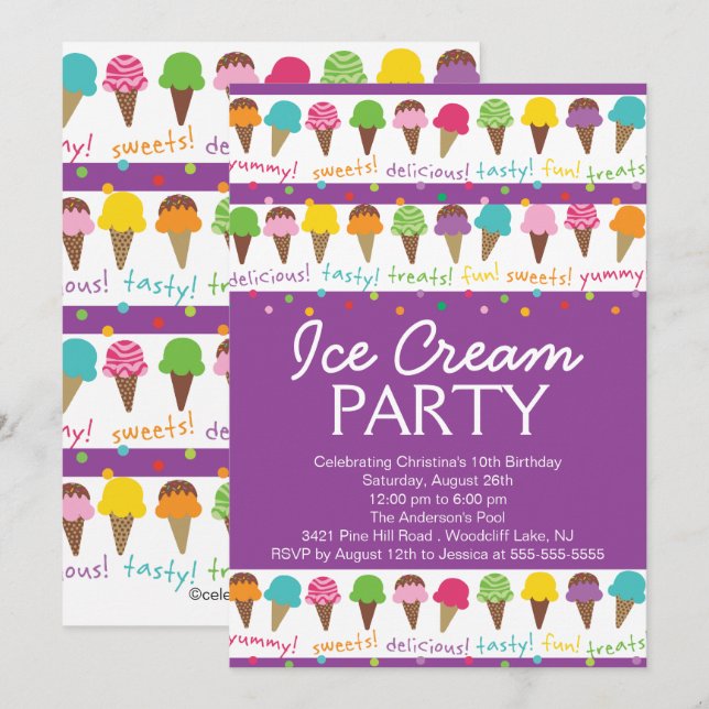 It's a Summer Ice Cream Party Invitation (Front/Back)