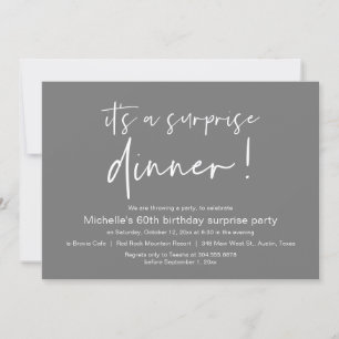 It's A Surprise Birthday Dinner Party, Dark Grey Invitation