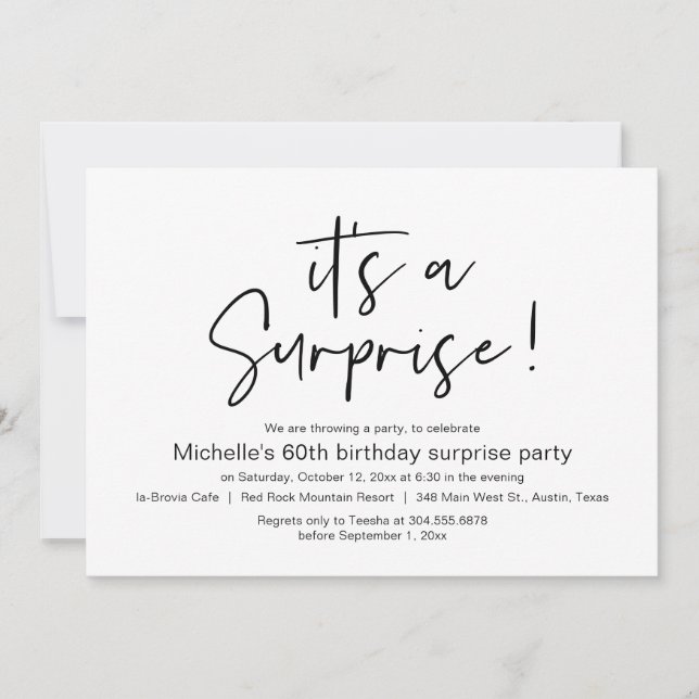 It's A Surprise Birthday Dinner Party Invitation (Front)