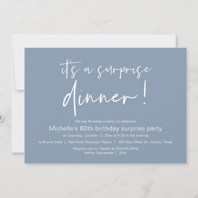 It's A Surprise Birthday Dinner Party Invitation (Front)