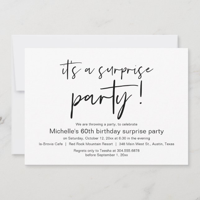 It's A Surprise Birthday Dinner Party Invitation (Front)
