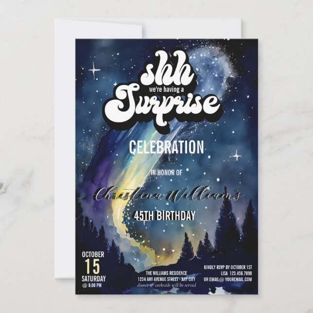  It's a Surprise Party | Starry Night Invitation (Front)