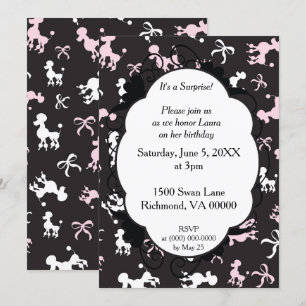 It's A Surprise Poodle Themed Birthday Invitation