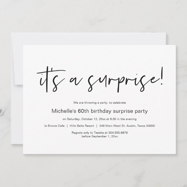 It's a surprise, Surprise Birthday Party Invitatio Invitation (Front)