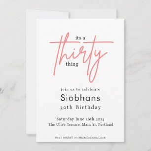 its a thirty thing 30th birthday elegant stylish invitation