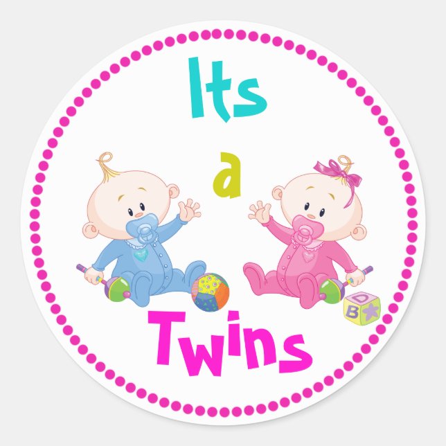 its a twins Baby Shower Sticker (Front)