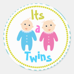 its a twins Baby Shower Sticker